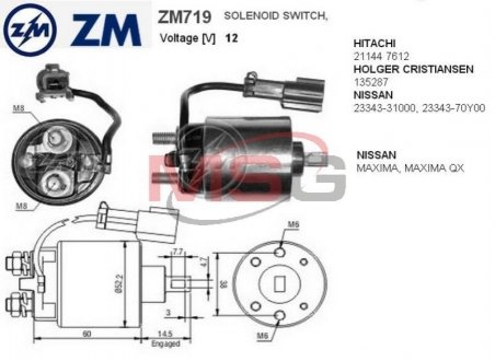 Втягивающее реле стартера ZM ZM719 (фото 1)