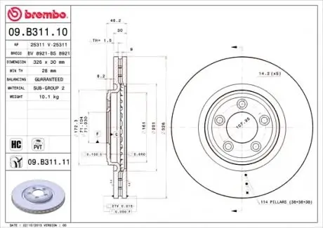 Тормозной диск BREMBO 09.B311.11