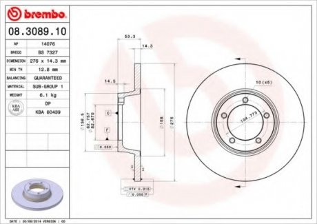 Тормозной диск BREMBO 08.3089.10 (фото 1)