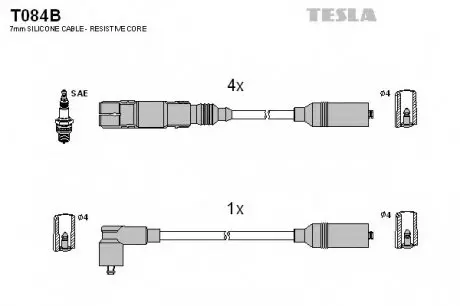 Кабель запалювання, к-кт TESLA T084B