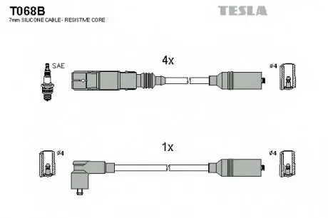 Кабель запалювання, к-кт TESLA T068B