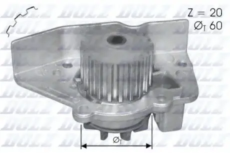 Водяний насос CITROEN XANTIA (X1, X2) XSARA (N1, N2) XSARA PICASSO (N68) ZX (N2)/ PEUGEOT 306 (7B, N DOLZ N406