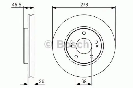 Гальмівний диск MITSUBISHI Lancer/Space Runner F'1,6-2,499-08 PR2 BOSCH 0986479S00