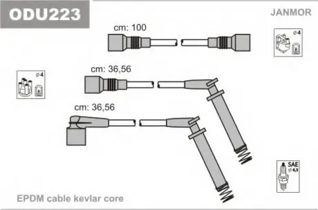 Провод зажигания (EPDM) OPEL ASTRA F, KADETT E, FRONTERA Janmor ODU223