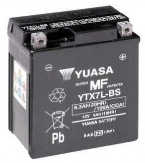 МОТО 12V 6Ah MF VRLA Battery AGM (співзаряджень) YUASA YTX7L-BS