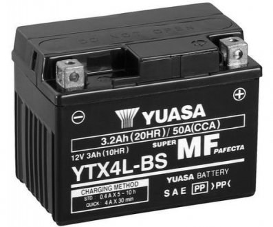 МОТО 12V 3Ah MF VRLA Battery AGM) YUASA YTX4L-BS
