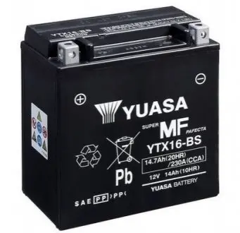 МОТО 12V 14,7Ah MF VRLA Battery (сухозаряжений) YUASA YTX16-BS
