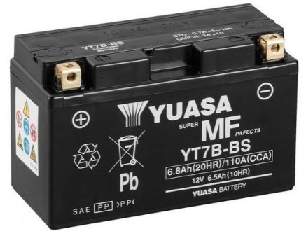 МОТО 12V 6,5Ah MF VRLA Battery AGM (сухозаряжений) YUASA YT7B-BS (фото 1)