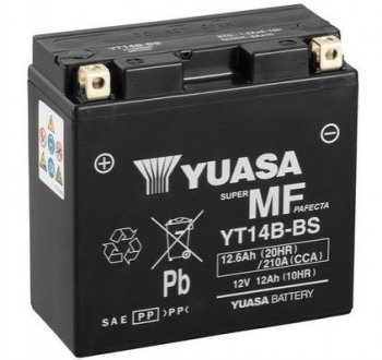 МОТО 12V 12,6Ah MF VRLA Battery) YUASA YT14B-BS (фото 1)