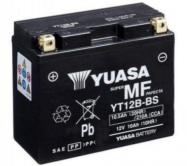 МОТО 12V 10,5Ah MF VRLA Battery (сухозаряжений) YUASA YT12B-BS (фото 1)