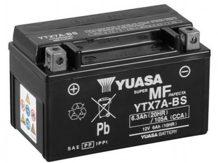 МОТО 12V 6Ah MF VRLA Battery AGM) YUASA YTX7A-BS