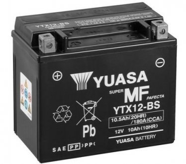 МОТО 12V 10,5Ah MF VRLA Battery (сухозаряжений) YUASA YTX12-BS