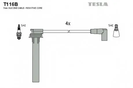 Кабель зажигания, к-кт TESLA T116B