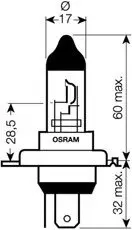 Лампа розжарювання, основна фара, Лампа розжарювання, основна фара OSRAM 64185 (фото 1)