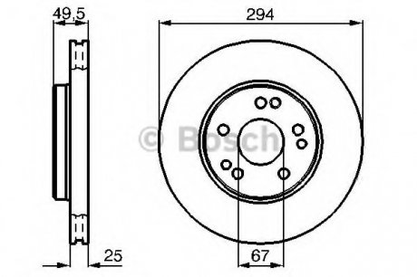 Тормозной диск MB W124 M104 F BOSCH 0986478428 (фото 1)