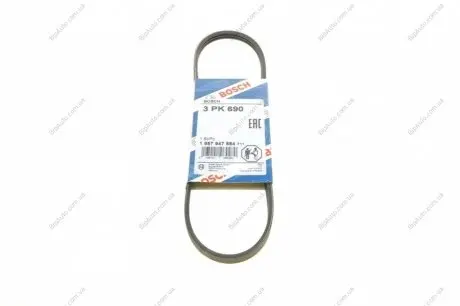 РЕМІНЬ П-КЛИНОВИЙ 3PK690 1 987 947 884 BOSCH 1987947884