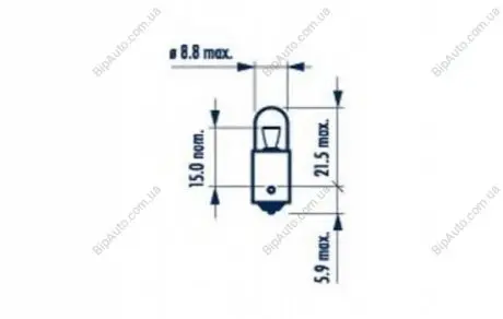 Автолампа T4W BA9s 4 W прозрачная NARVA 17141