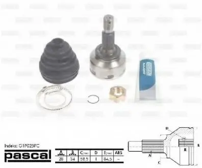 Шарнирный комплект, приводной вал PASCAL G1P025PC