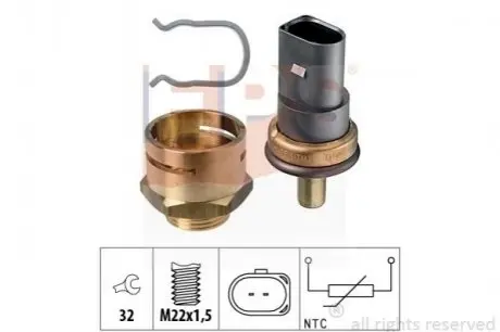 Датчик температури Citroen Berlingo, C3, C4// Fiat Scudo// Ford Focus II// Peugeot 307, 308 1.4-2.2Hdi 11.01- EPS 1.830.292