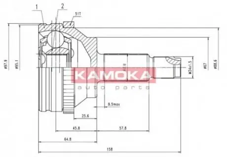 Шарнирный комплект, приводной вал KAMOKA 7088