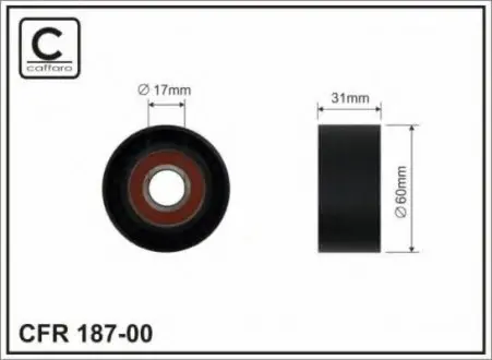 Ролік натяж. генератора MASTER/TRAFIC 2.2/2.5 dCi 00> (широкий) 187-00 CAFFARO 18700