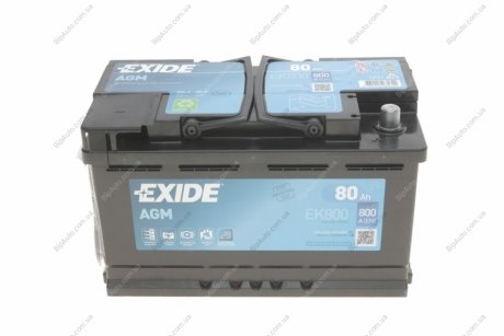Батарея акумуляторна Start-Stop AGM 12В 80Аг 800А(EN) R+ EXIDE EK800 (фото 1)