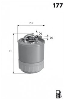 Паливний фільтр (h=128 mm) (з отвором для датчика води))DB W169/204/211 Sprinter/Vito/Viano MECAFILTER ELG5342
