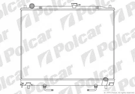 Радіатори охолодження 705x525x24 A/P паяння КПП=A AC=(+/-) MITSUBISHI PAJERO 99- 3200ccm 4M41 (PJ) Polcar 5274083