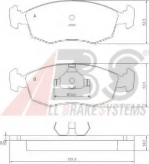 Тормозные колодки дисковые перед. Fiat Palio Weekend, Punto, Strada 1.2-1.9D 04.96- A.B.S. 37292