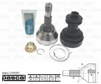 Шарнир приводного вала PASCAL G1P002PC