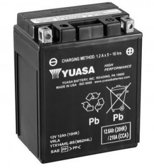 МОТО 12V 12,6Ah High Performance MF Battery AGM) YUASA YTX14AHL-BS