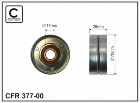 Ролік (метал 70x17x28) до натяжника паска генератора Nissan Qashqa MR20DE 06- CAFFARO 377-00