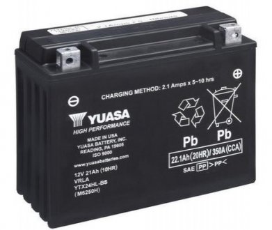 МОТО 12V 22,1Ah High Performance MF VRLA Battery (сухозаряжений) YUASA YTX24HL-BS (фото 1)