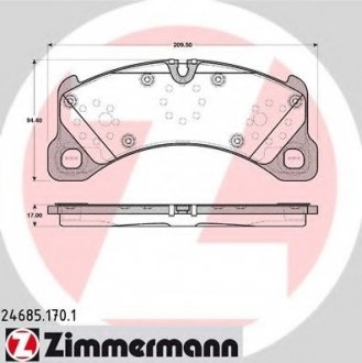 Комплект тормозных колодок, дисковый тормоз ZIMMERMANN 246851701 (фото 1)