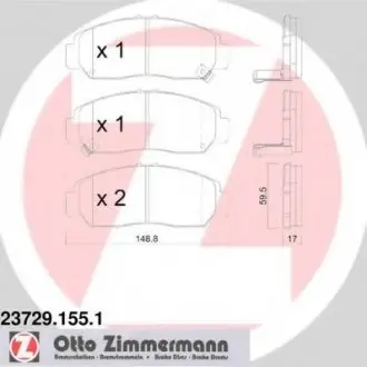 Комплект тормозных колодок, дисковый тормоз 23729.155.1 23729.155.1 ZIMMERMANN 237291551