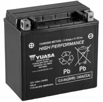 МОТО 12V 12,6Ah High Performance MF Battery AGM (сухозаряжений) YUASA YTX14H-BS
