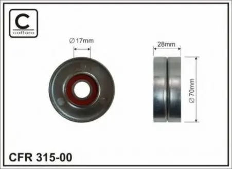 Ролік(пластик) паска поліклинового 70X17X28 Chrysler Voyager 2.5TD 95-2001 CAFFARO 315-00
