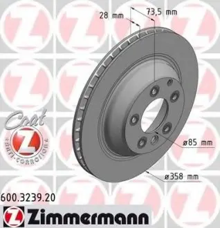 Диск тормозной зад. Audi Q7 3.0TDI/Porsce Cayenne ZIMMERMANN 600323920