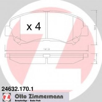 Комплект тормозных колодок, дисковый тормоз 24632.170.1 ZIMMERMANN 246321701 (фото 1)