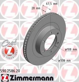 Тормозной диск перед вентилем Land Cruiser 120 Prad ZIMMERMANN 590258620