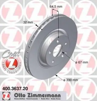 Тормозной диск 400.3637.20 ZIMMERMANN 400363720