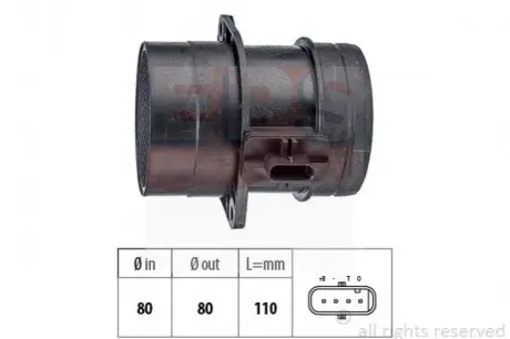 Розходомір повітря Audi A4/A6/Q3/Q5/VW Caddy/Crafter/Golf/T5 2.0TDI 05- EPS 1.991.446