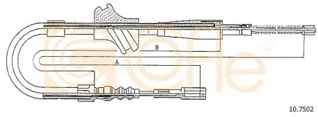 Трос ручного тормоза зад. П Audi 80/90 78-88 (барабанные тормоза) 1150/415 COFLE 10.7502