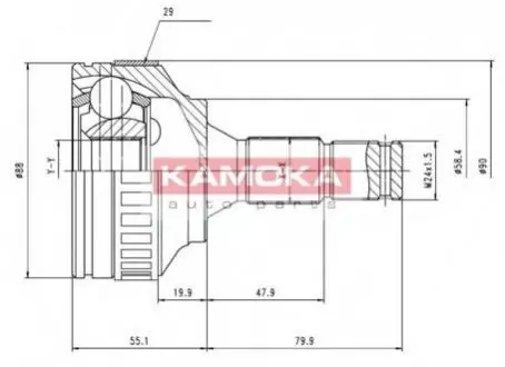 ШРУС Citroen Jumper,Peugeot Partner наружн.з кільцем ABS KAMOKA 6974