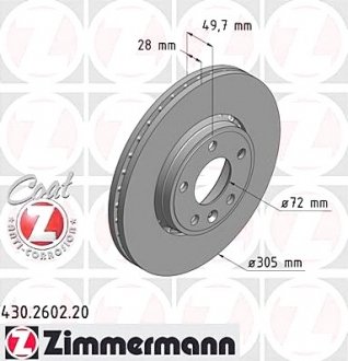 Тормозной диск ZIMMERMANN 430260220