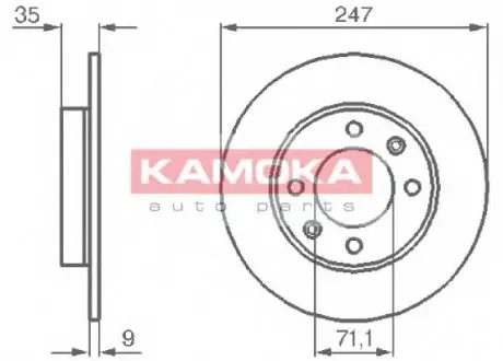 Диск гальмівний Citroen Berlingo, Peugeot Partner задн. KAMOKA 1032356