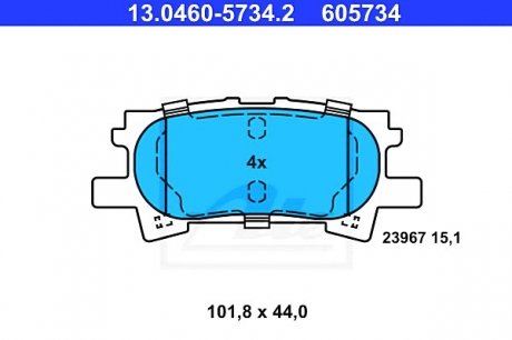 Комплект тормозных колодок, дисковый тормоз 13.0460-5734.2 ATE 13046057342