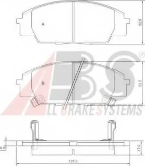 Тормозные колодки дисковые передние. Honda Civic, S2000, 2,0, 99-12 A.B.S. 37174