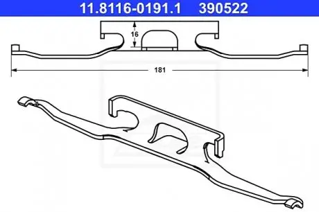 Монтажний компл.,гальм.колодки ATE 11.8116-0191.1