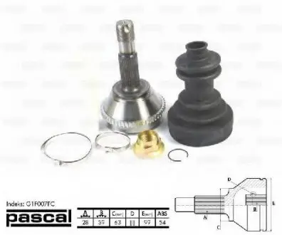 Шарнирный комплект, приводной вал PASCAL G1F007PC